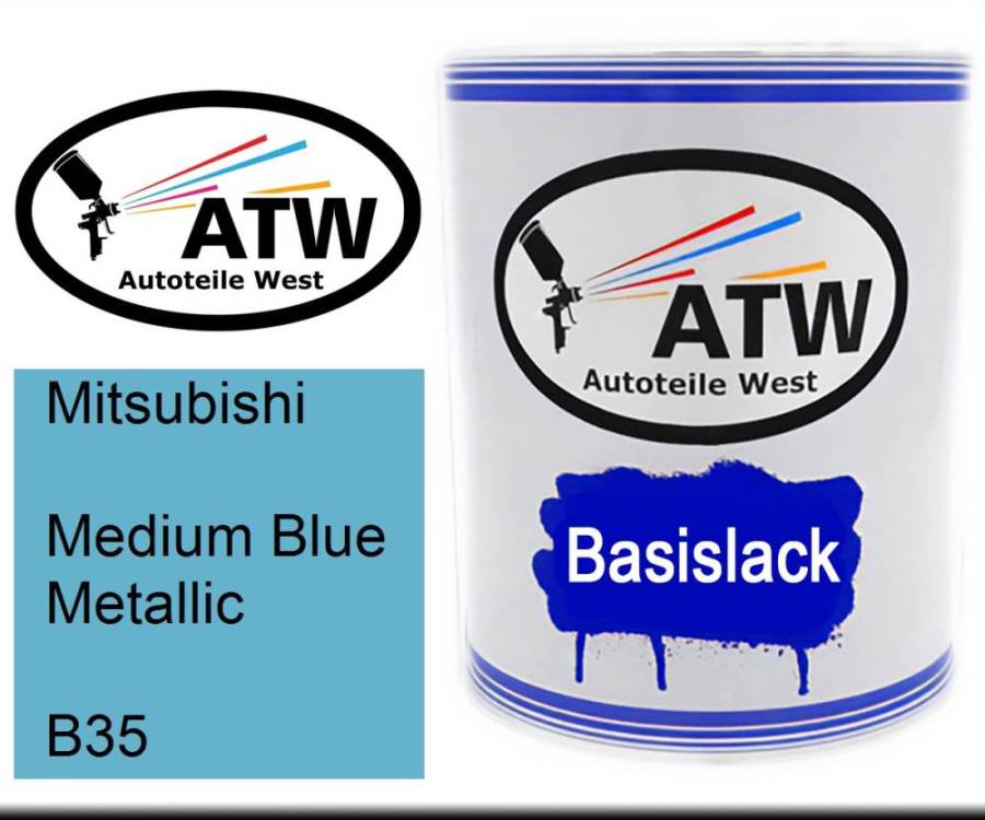 Mitsubishi, Medium Blue Metallic, B35: 1L Lackdose, von ATW Autoteile West.